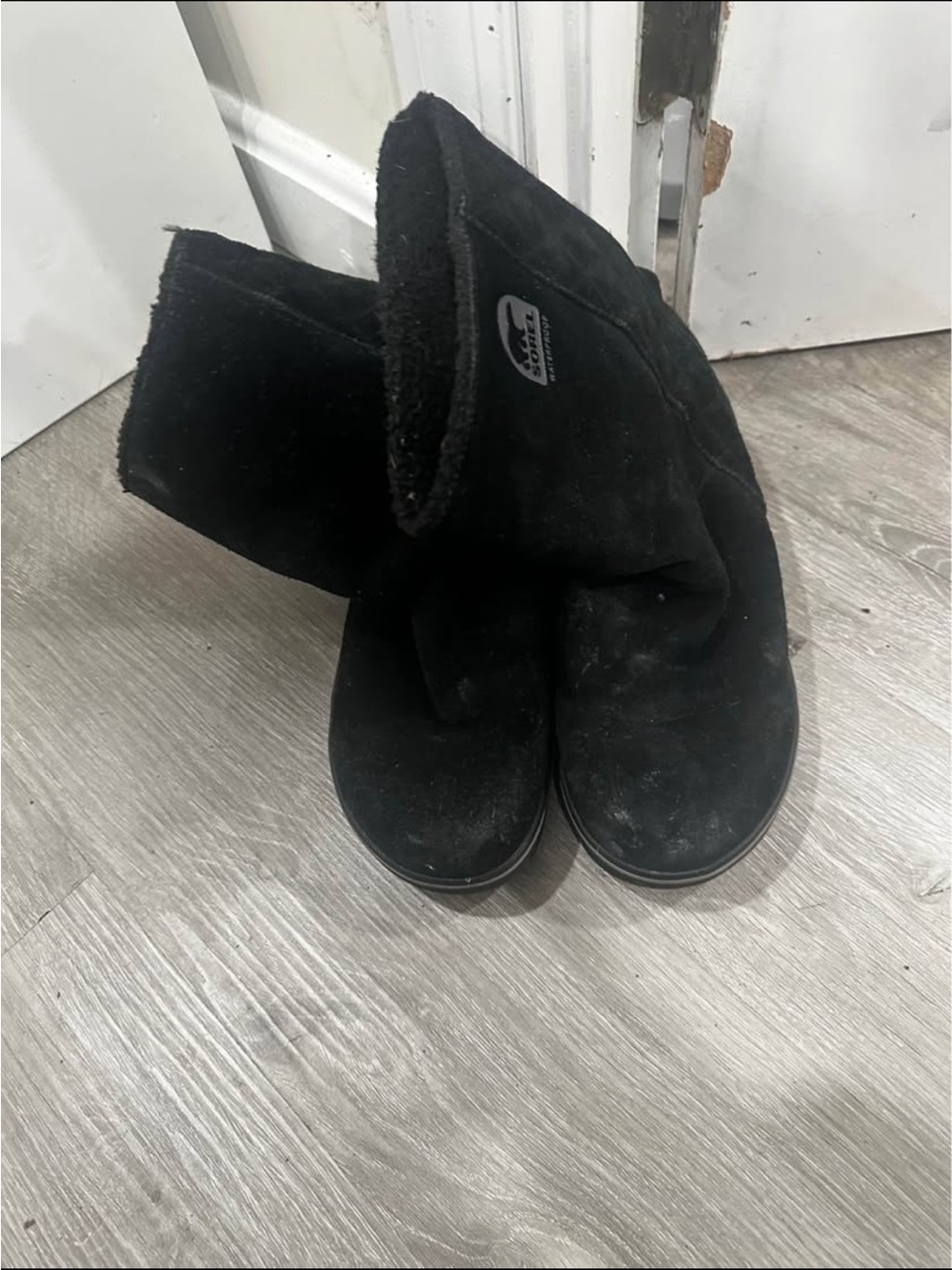Sorrel Black Suede Shearling-Lined Mid-Calf Boots